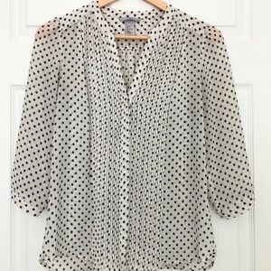 H&M Black and White Polkadot Button-down Blouse